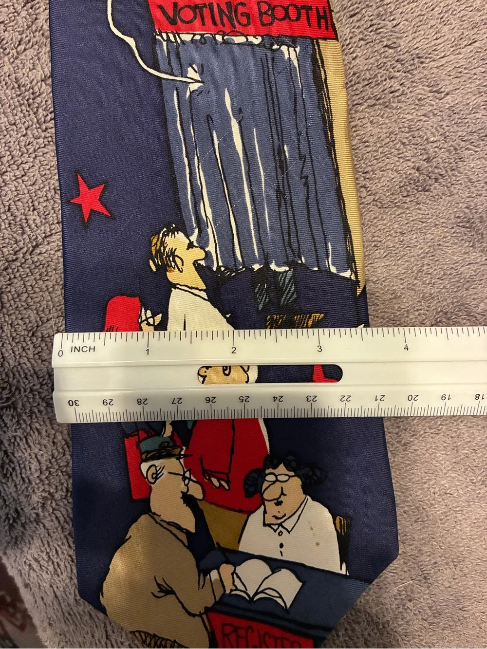 Vintage TeeHee Political Humor Necktie 100% Silk 90s Satire Novelty Navy & Red